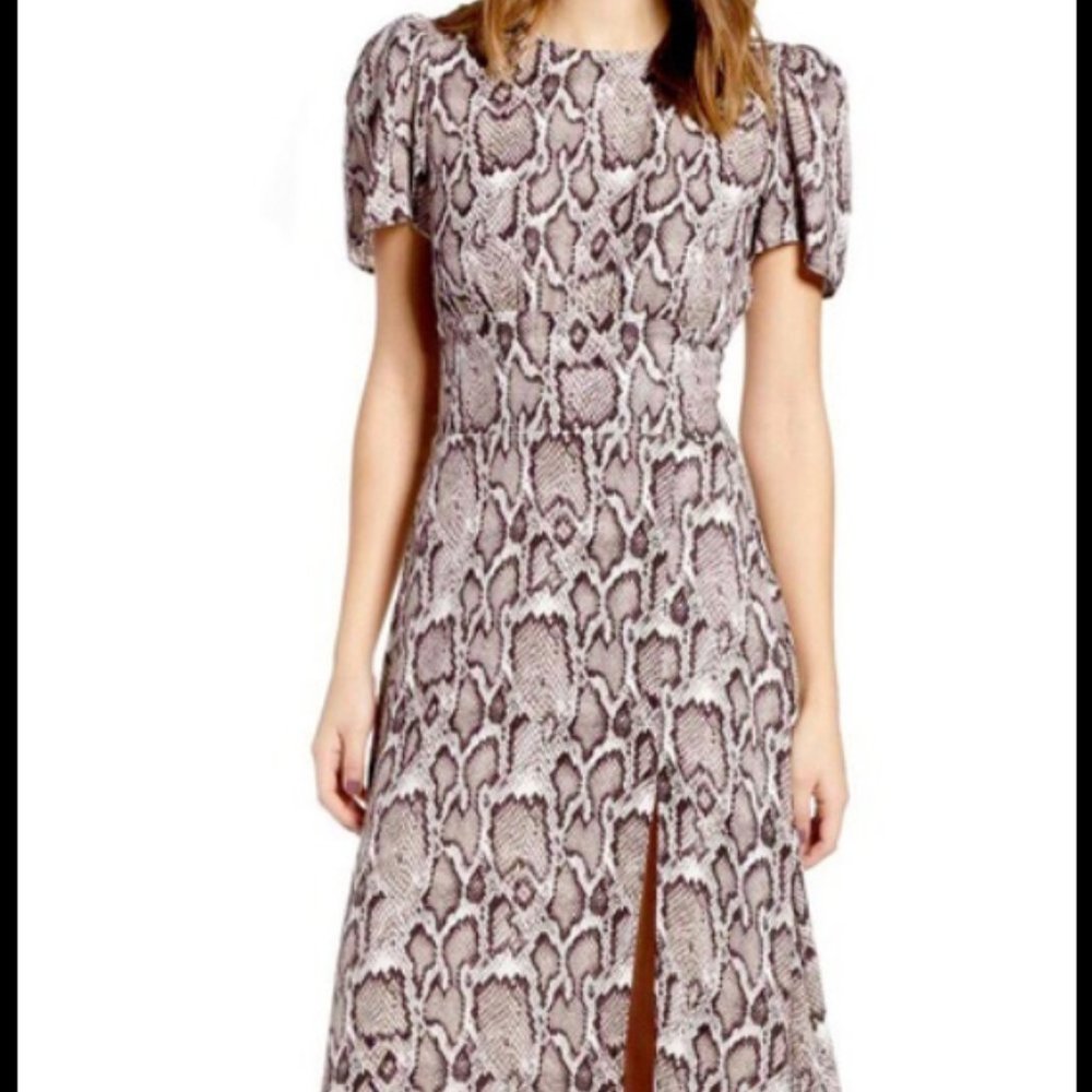 AFRM Lala Snakeskin Print Midi Dress Size L